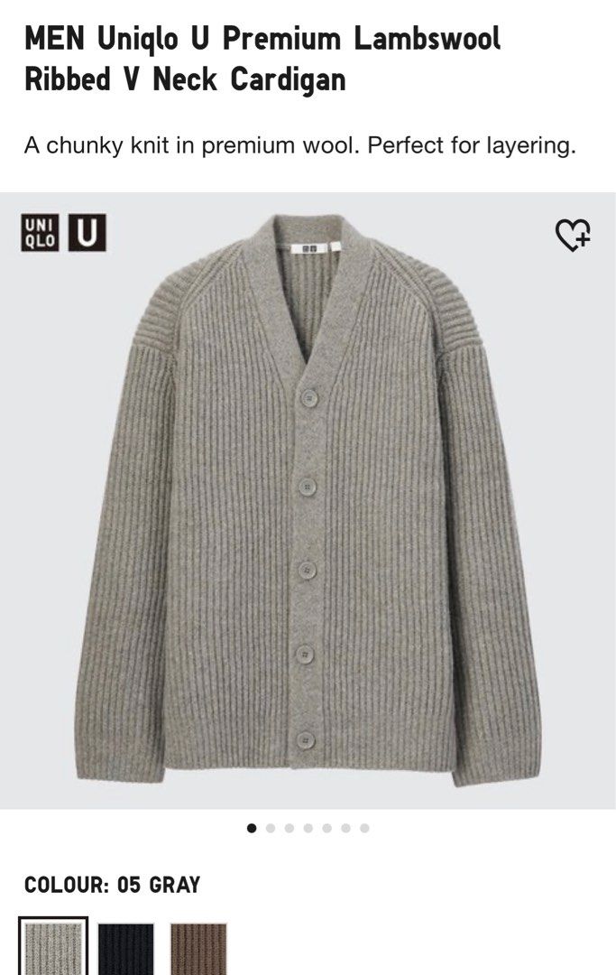Uniqlo U Premium Lambswool Ribbed Cardigan Men s Fashion Tops