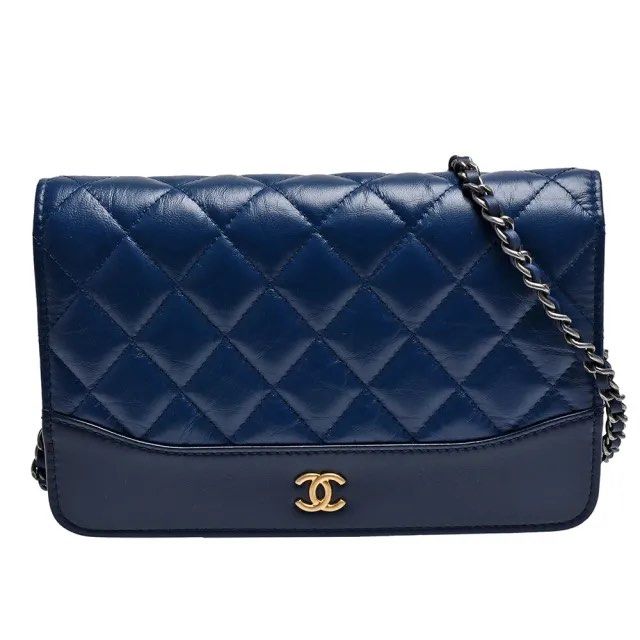 Authentic Chanel Gabrielle WOC in Blue and Black, Luxury, Bags