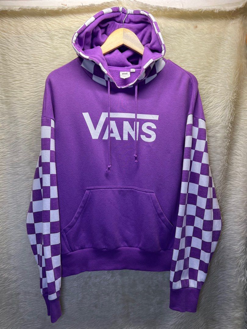 Vans Skate Purple and White Checkerboard Hoodie Vans Jacket oversized Small on tag fit to large XL