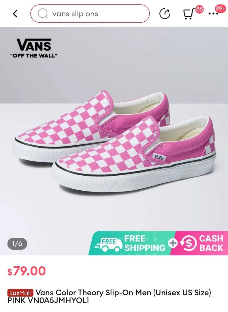 Checkerboard slip on vans pink shop