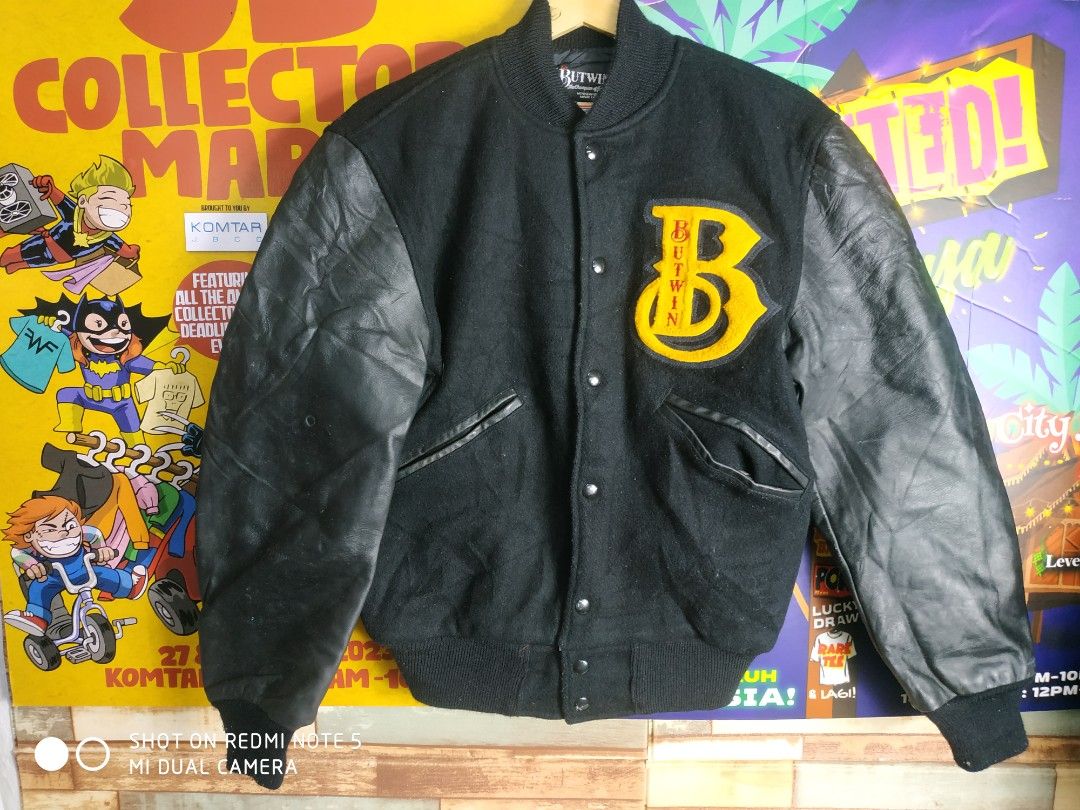 Vintage 80s Buttwin USA Mix Leather Varsity Jacket Minneapolis 