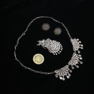 Vintage Filigree Jewelry Set in Sterling Silver
