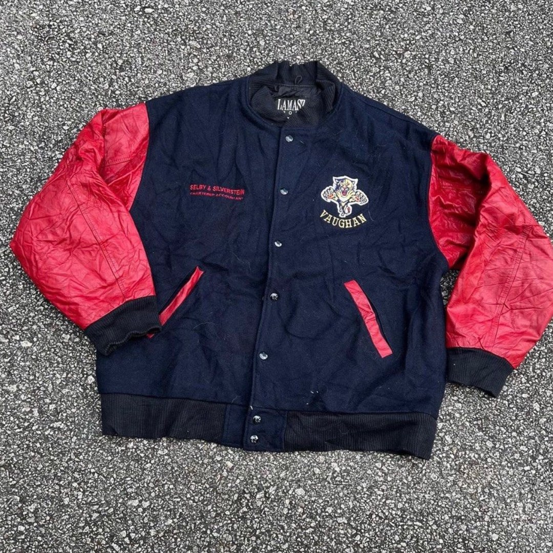 Vintage Leather Varsity Jacket, Men's Fashion, Coats, Jackets and