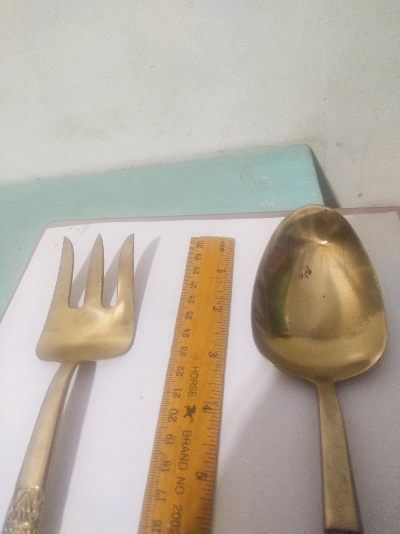 vintage "Oversized Serving Spoon & Fork"/Pure Copper/1970s era/Thailand