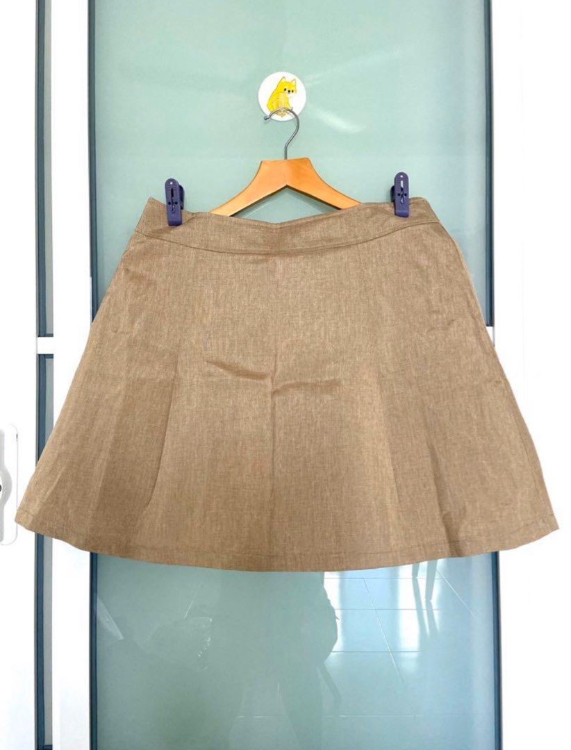 Women'S A-Line Khaki Pleated Short Skirt(Waist16Inchx2/Length18Inch) With  Inner Lining And Size Zipper, Women'S Fashion, Bottoms, Skirts On Carousell