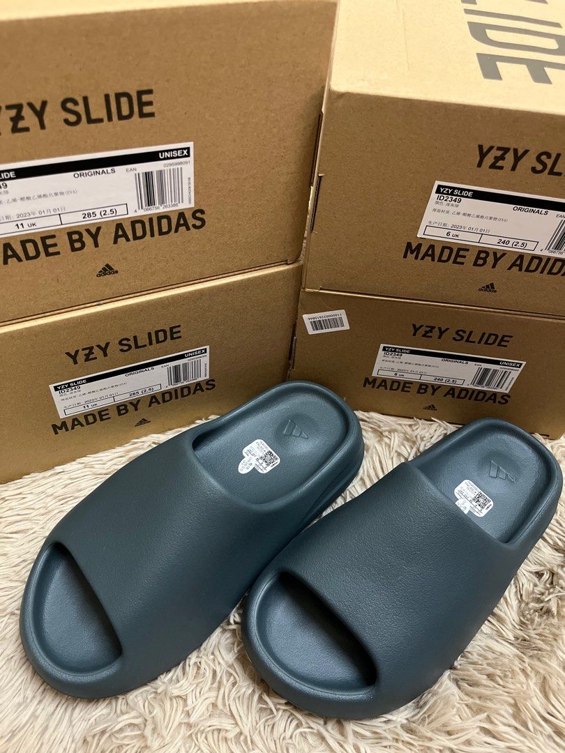 全新✨YEEZY SLIDE SLATE MARINE ID2349 深灰藍暗青色UK6, 她的時尚