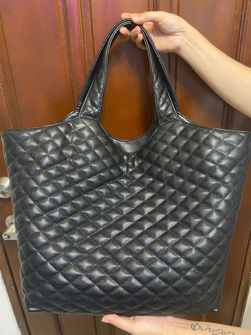 YSL Icare Maxi Shopping Bag in Quilted Nubuck Suede Beige, Luxury, Bags &  Wallets on Carousell