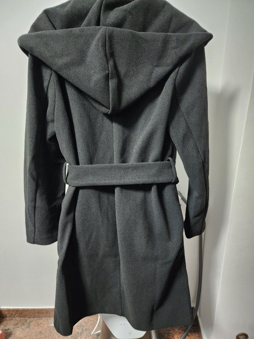 SOFT COAT WITH HOOD - Grey