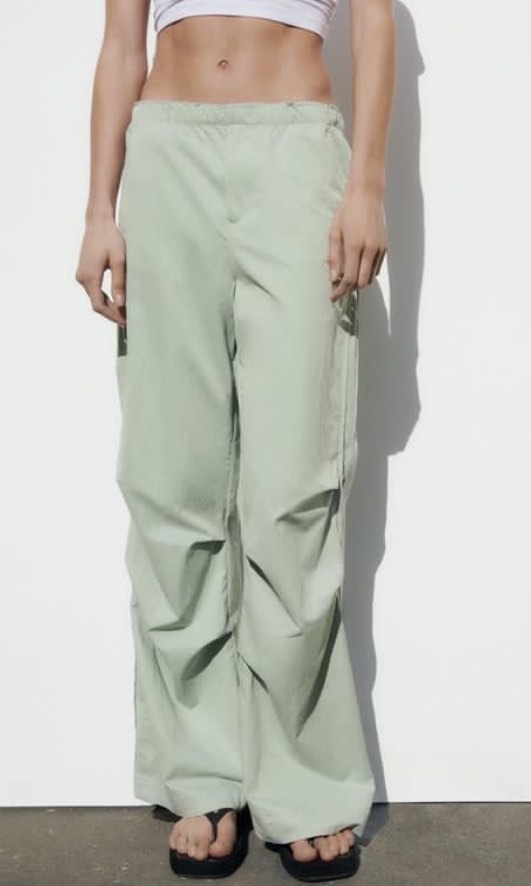 ZARA CARGO PANTS SAGE GREEN HIJAU SALE ‼️, Fesyen Wanita, Pakaian