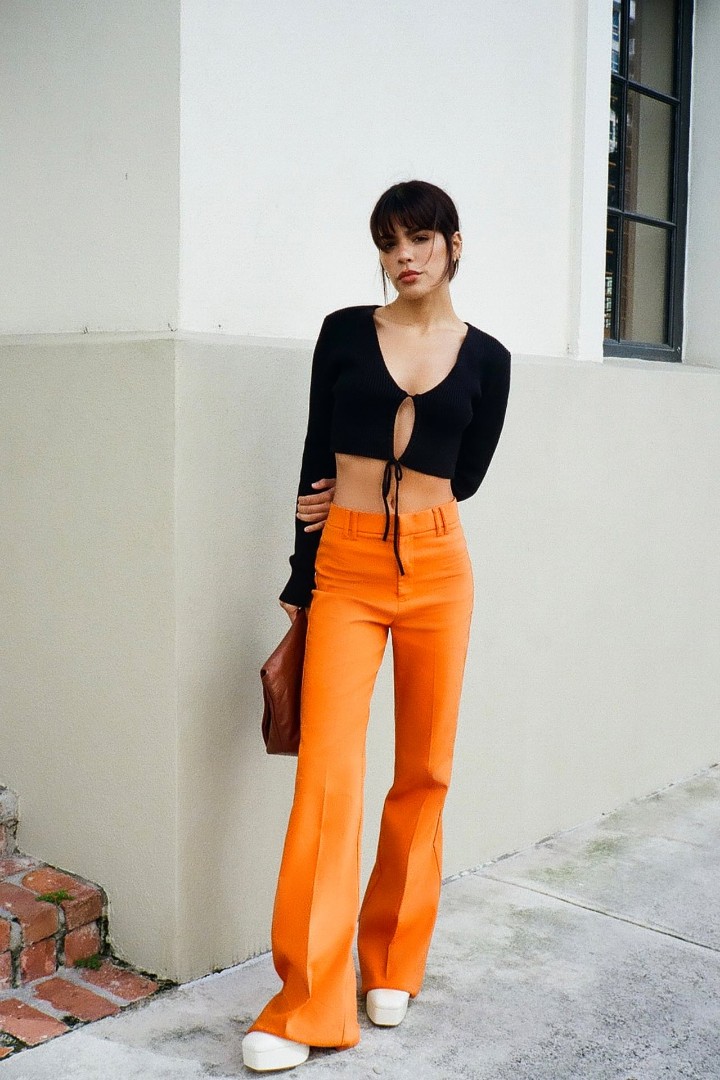 Zara Flared Trouser Pants Orange, Women's Fashion, Bottoms, Other
