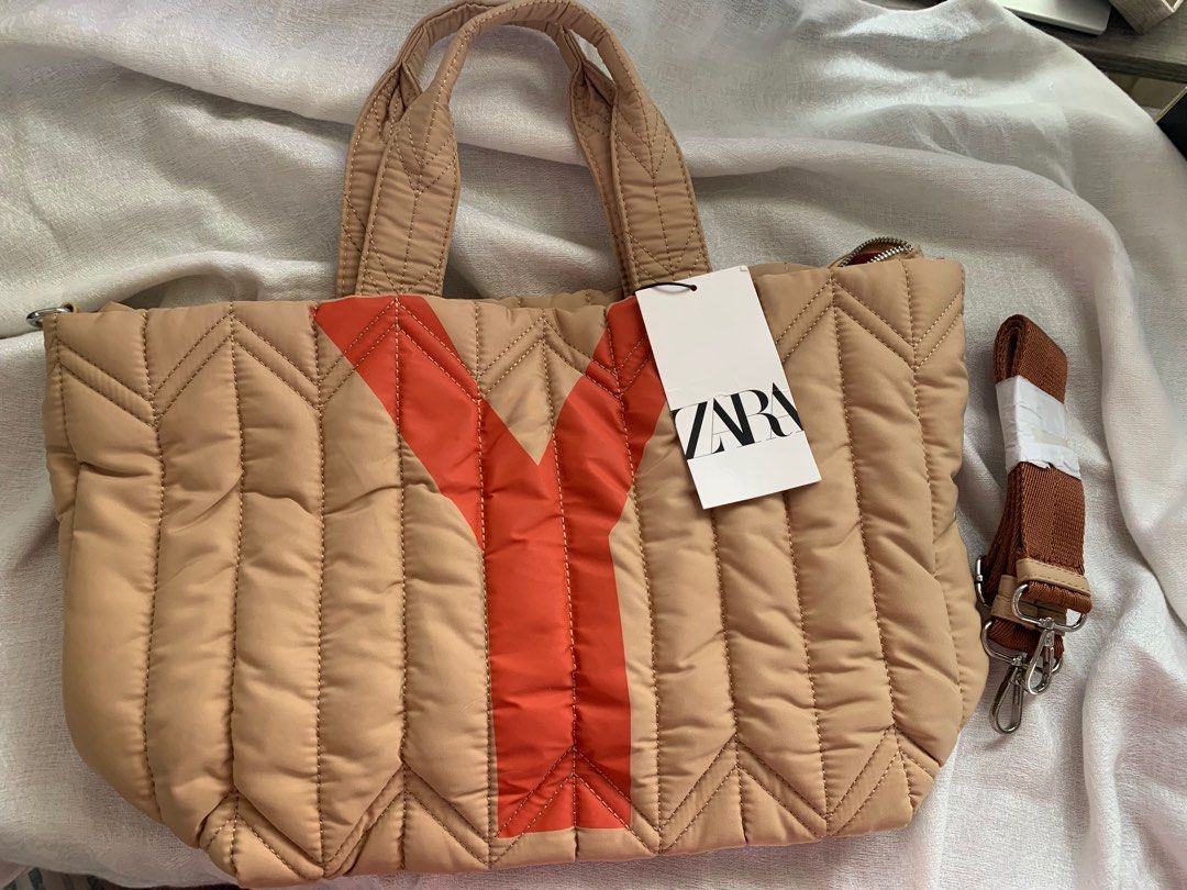 Zara quilted nylon tote bag