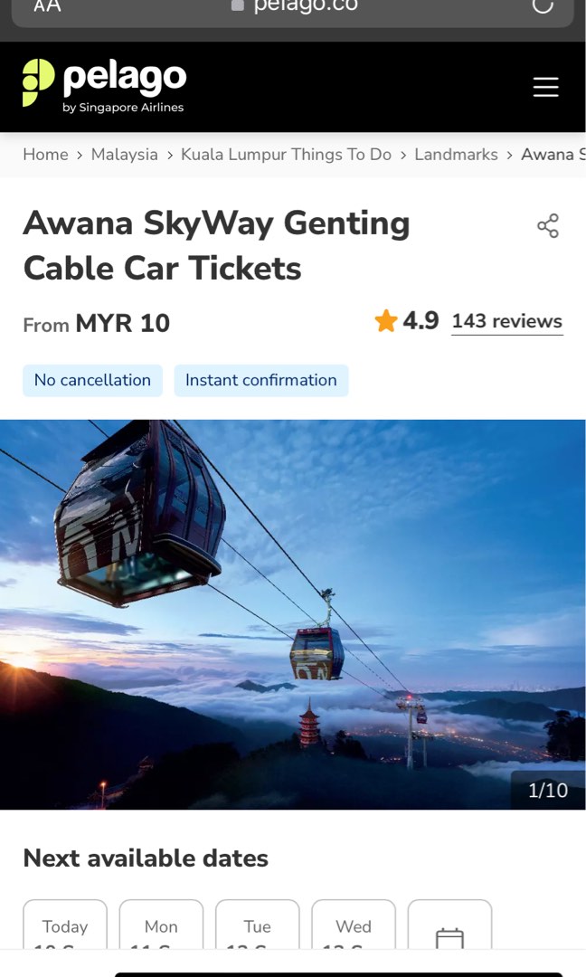 1 WAY GENTING CABLE CAR TICKET, Tickets & Vouchers, Local Attractions