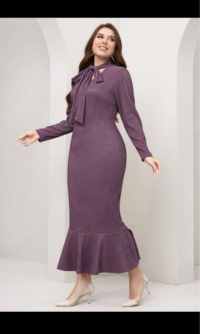 4XL US20 UK24 Maxi classy elegant bodycon mauve purple plus size