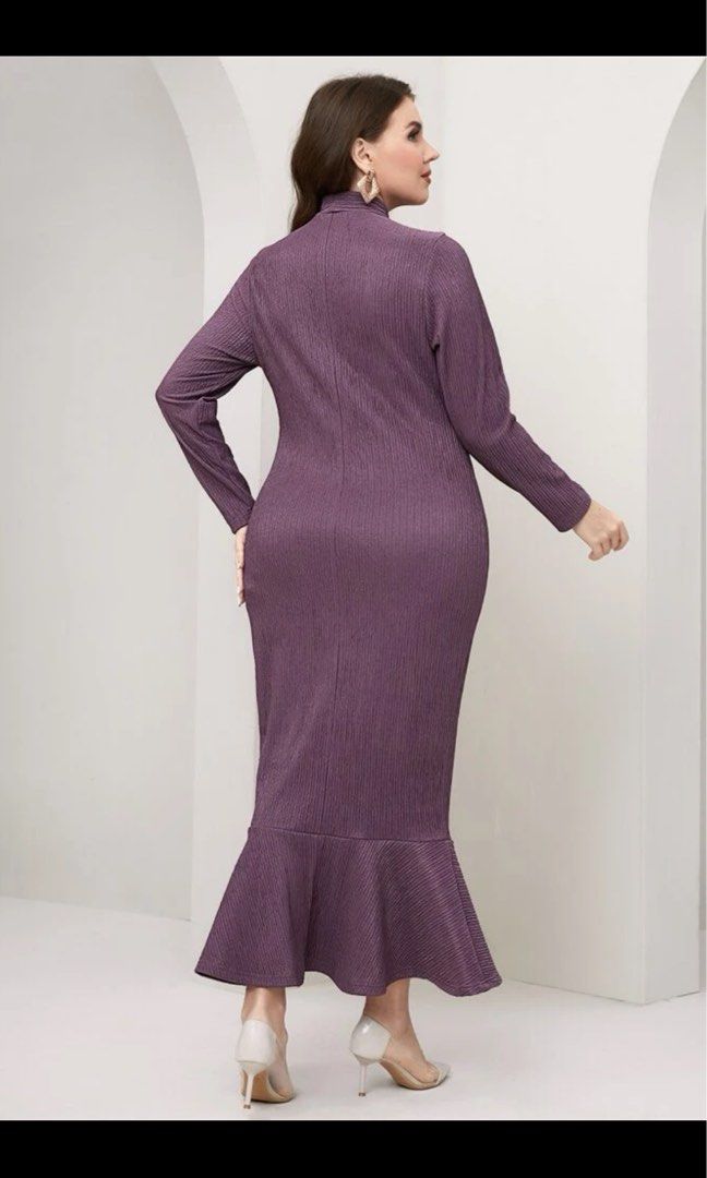 4XL US20 UK24 Maxi classy elegant bodycon mauve purple plus size