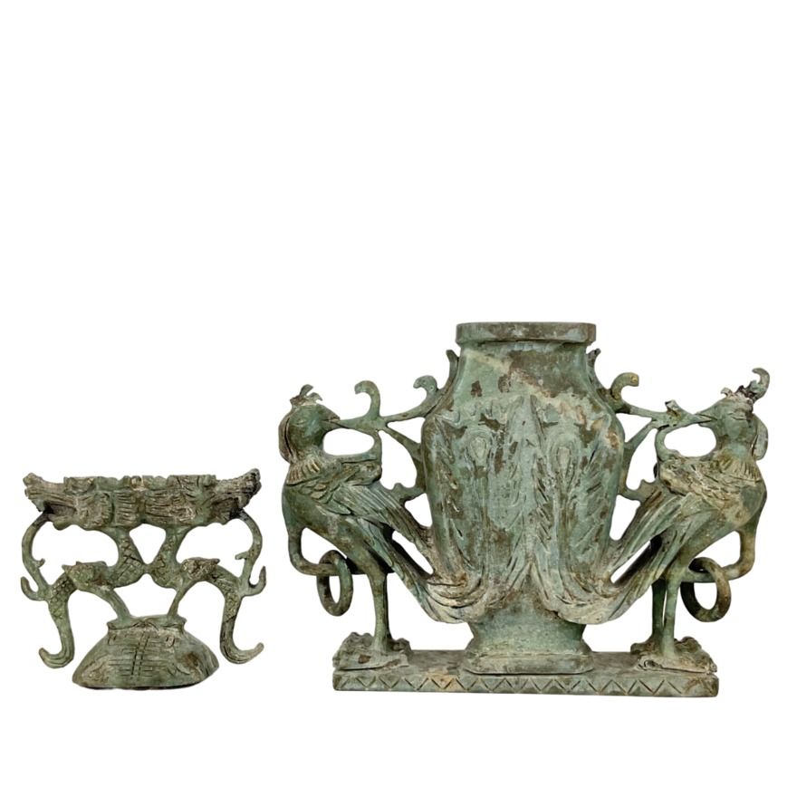 青玉石龙凤雕礼器 LARGE JADE RITUAL VESSEL, Hobbies & Toys, Memorabilia ...
