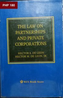 ACCOUNTING AND LAW BOOKS FOR SALE! The Law on Partnerships and Private Corporations 2016 by Hector De Leon
Php 180