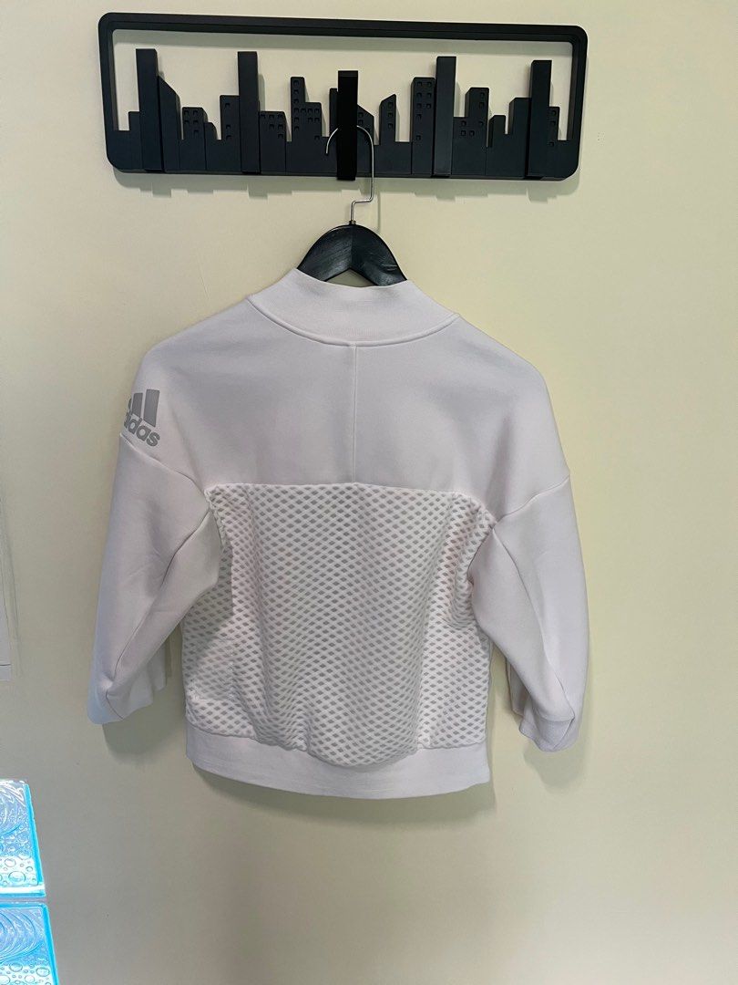 White adidas bomber jacket hot sale
