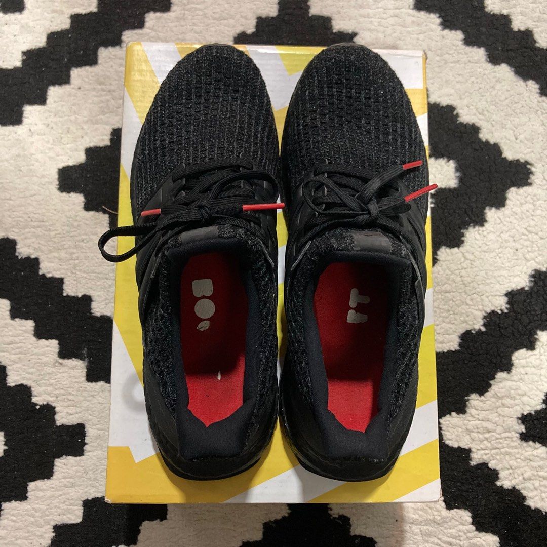 Ultra boost 4.0 triple black red tip discount