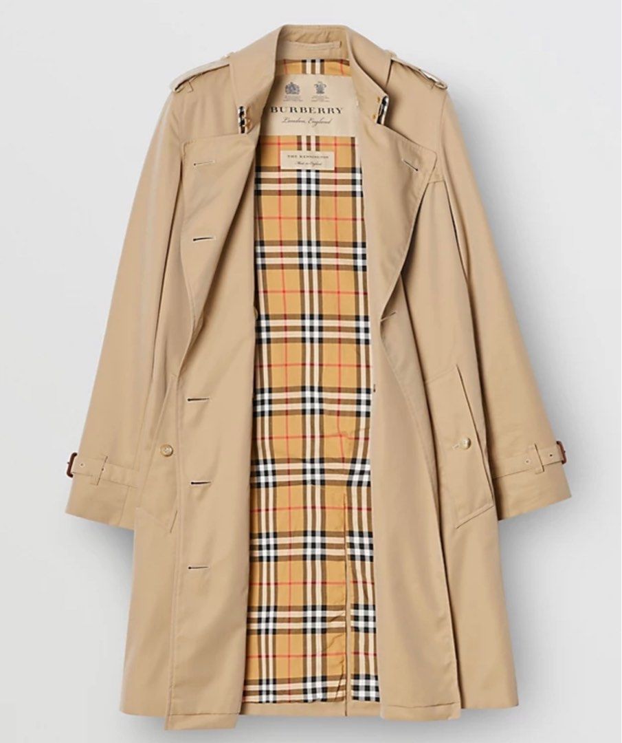 New with Tag Burberry Men Kensington Mid Length Trench Coat Honey