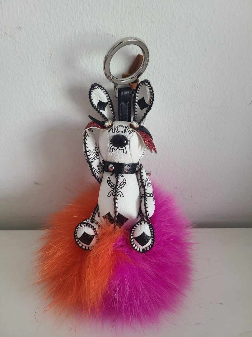 Authentic limited edition MCM leather rabbit keyring bag charm