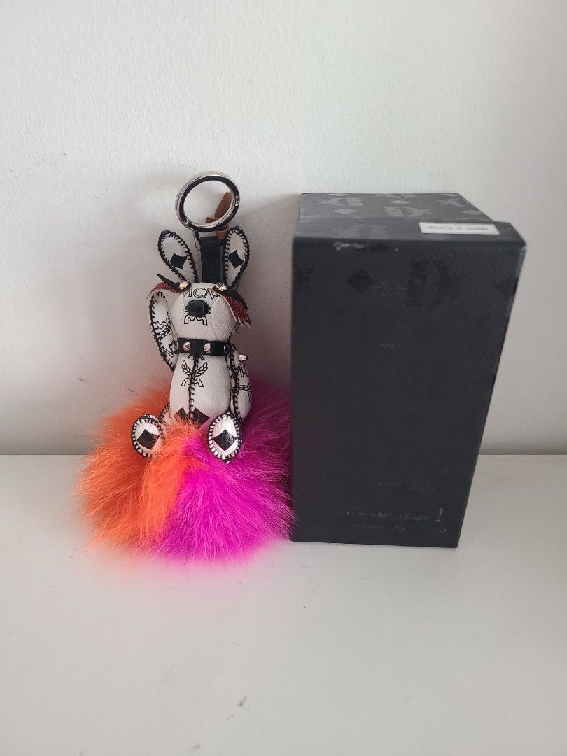 Authentic limited edition MCM leather rabbit keyring bag charm