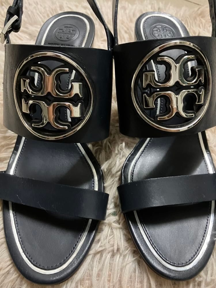 Authentic Tory Burch Miller Metal Logo Wedge Sandals Women s