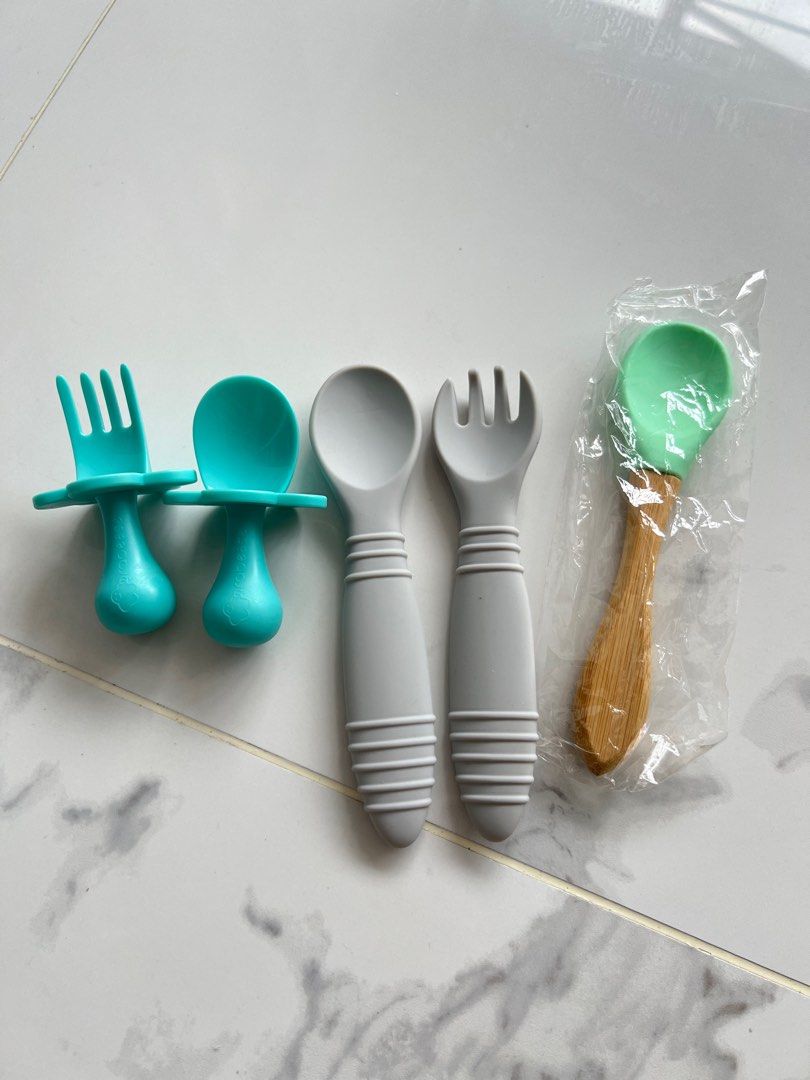 Baby Spoon And Fork, PP TPE Self Feeding Spoons For Above 4 Months