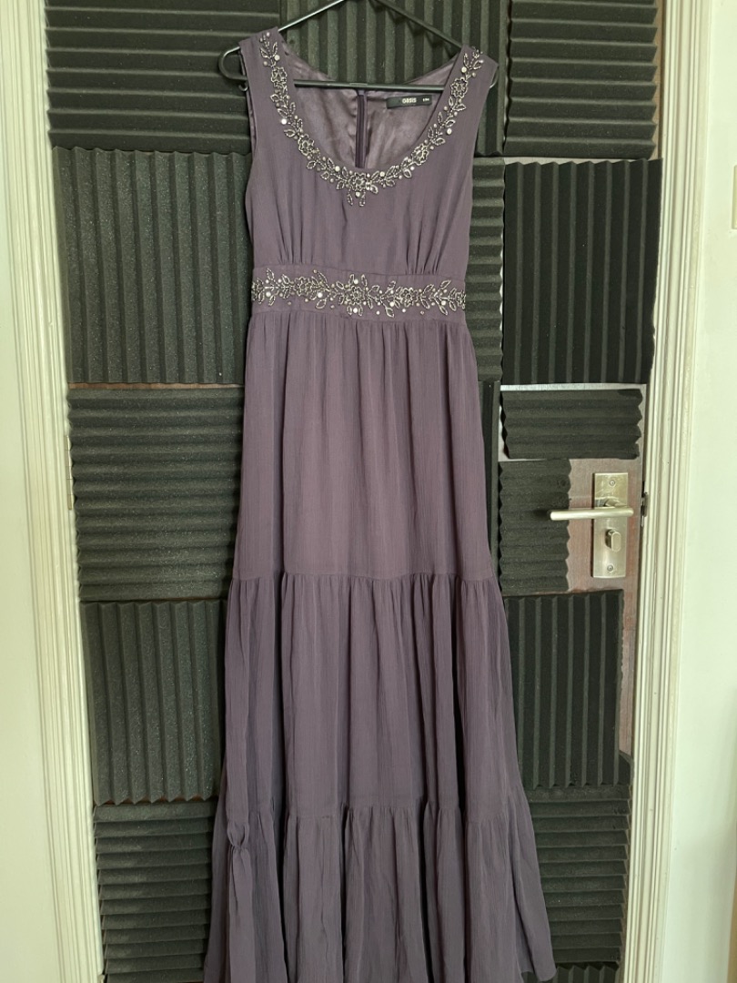 Glamorous Purple Maxi Dress with Stunning Rhinestone Accents and Chic Split Design main image 0