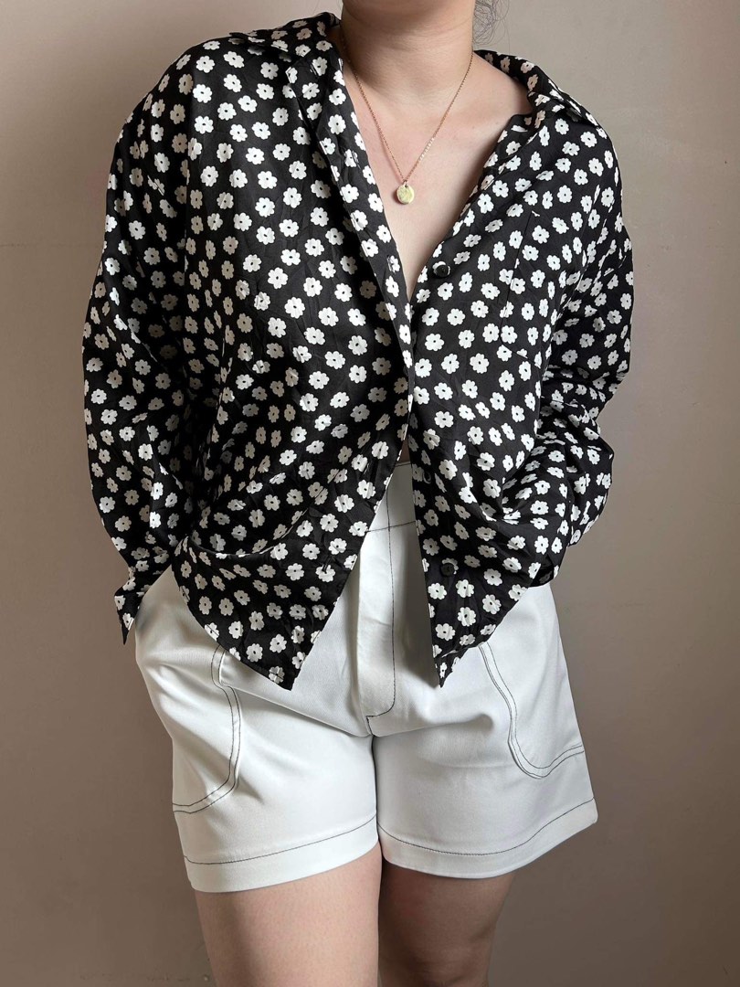 Black Colour Sun blouse white flower