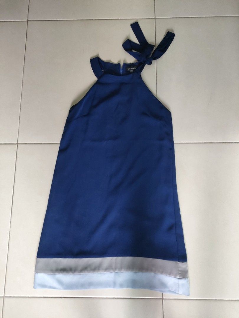 Women Blue Geometric Printed Helter Neck Dress