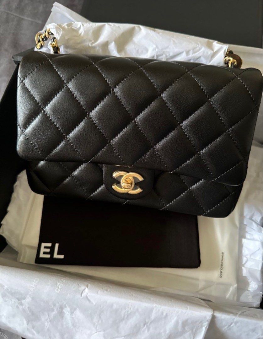 Chanel 23A Caramel Caviar Small Classic Flap with Champagne Gold Hardw
