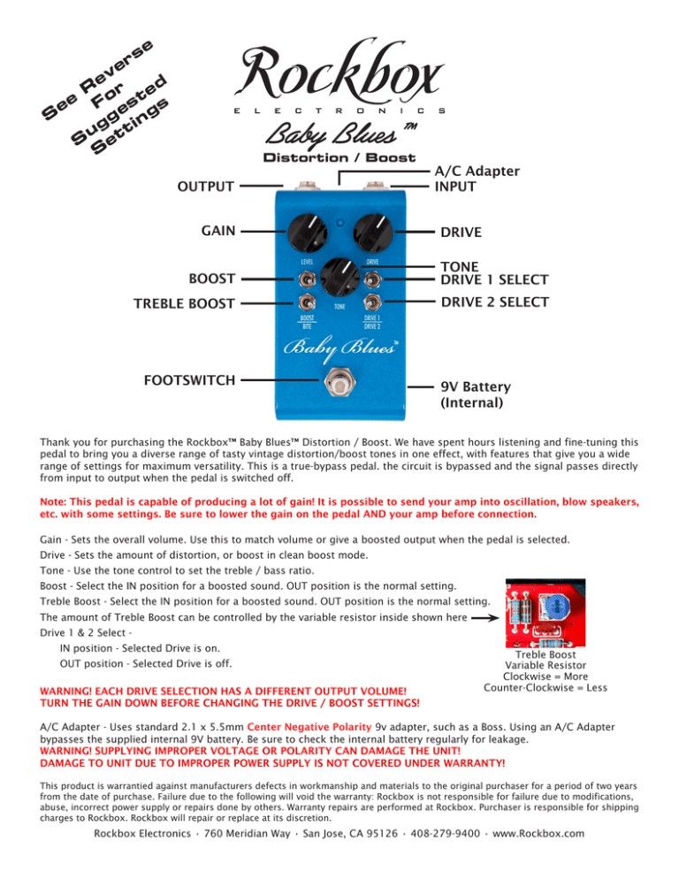 販売売上新品　エフェクター　RockBox　BabyBlues　イオンモール大和郡山店展示商品 オーバードライブ