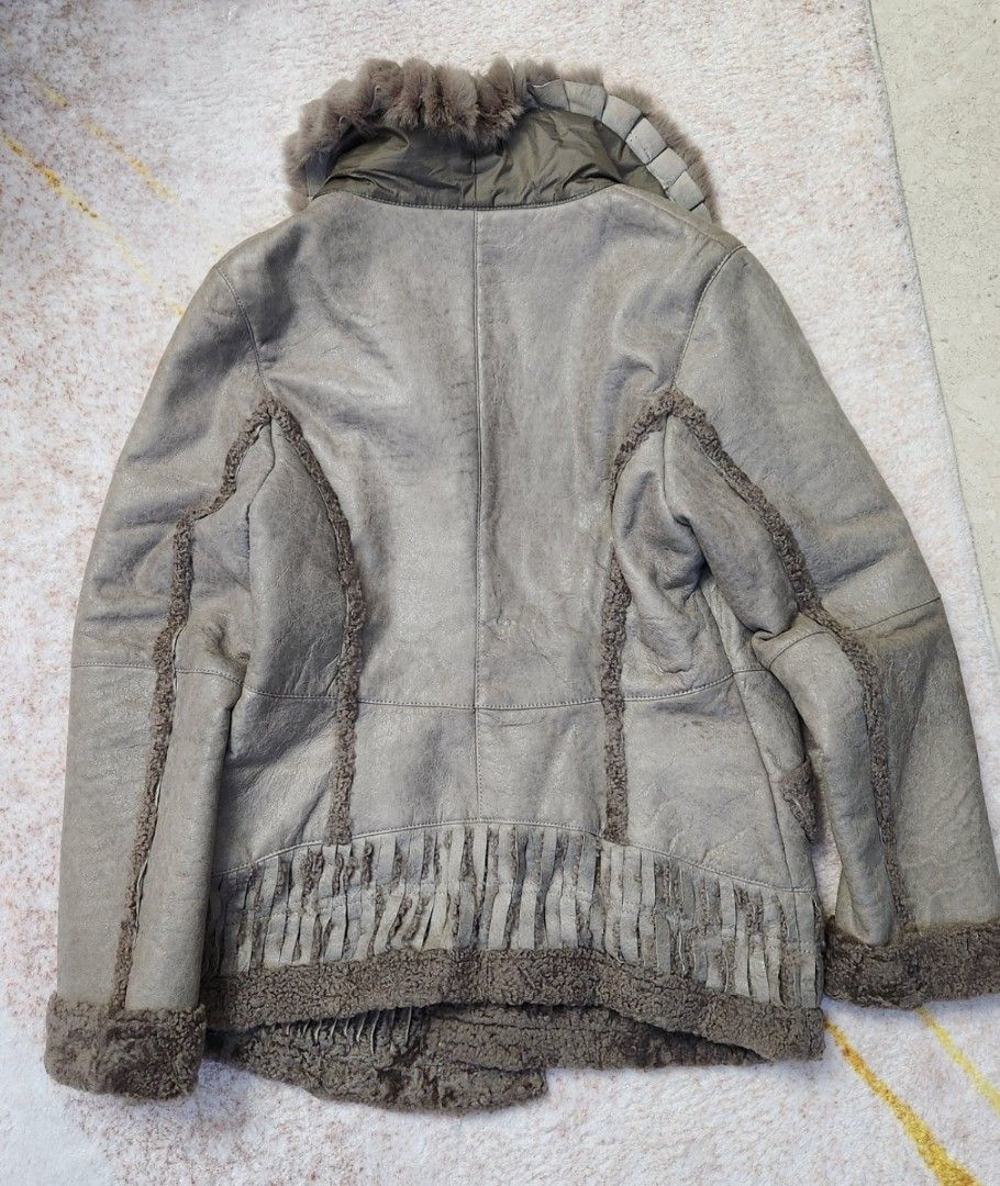 Rabbit fur shop hooded jacket