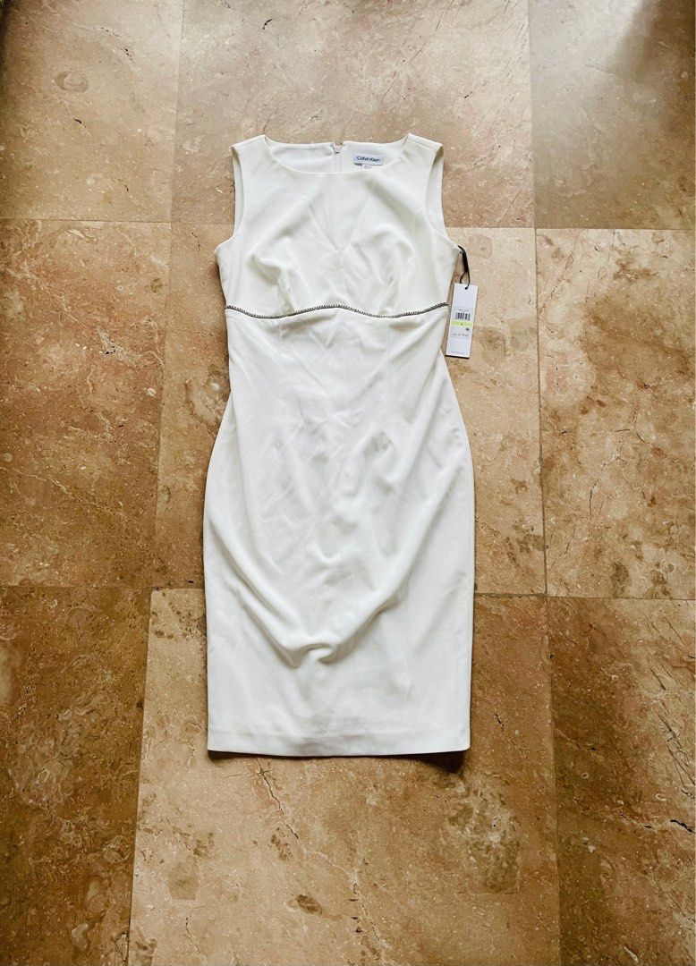 Calvin klein white midi dress cheap