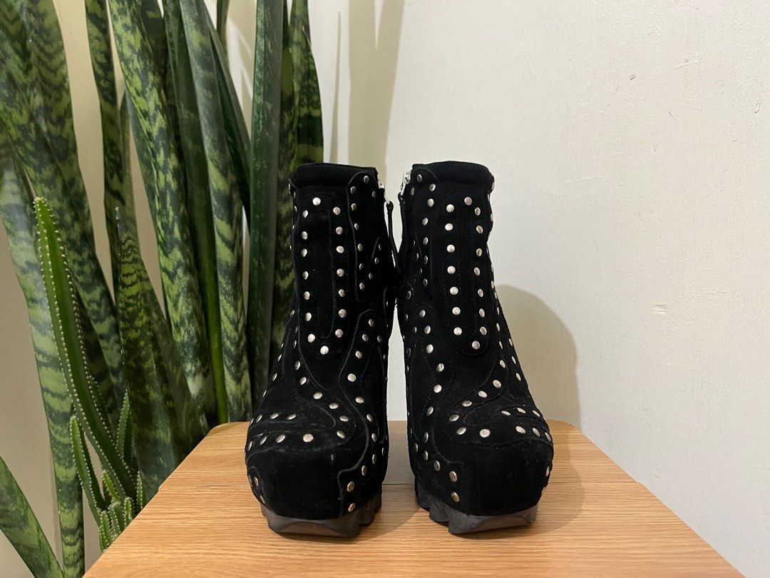 Studded wedge booties outlet