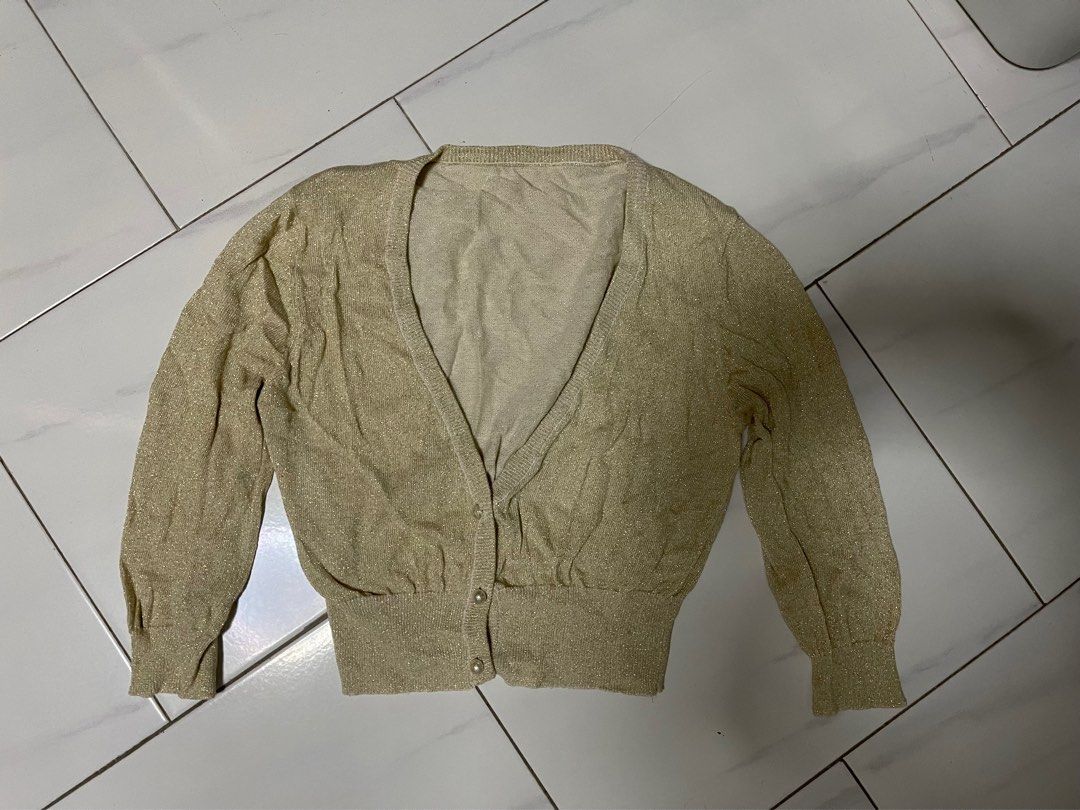 Gold knit cardigan online