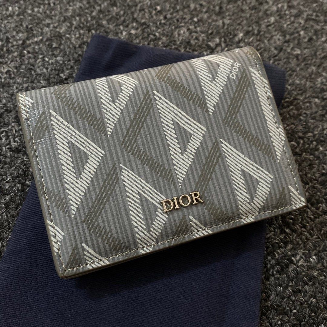 Business Card Holder Dior Gray CD Diamond Canvas