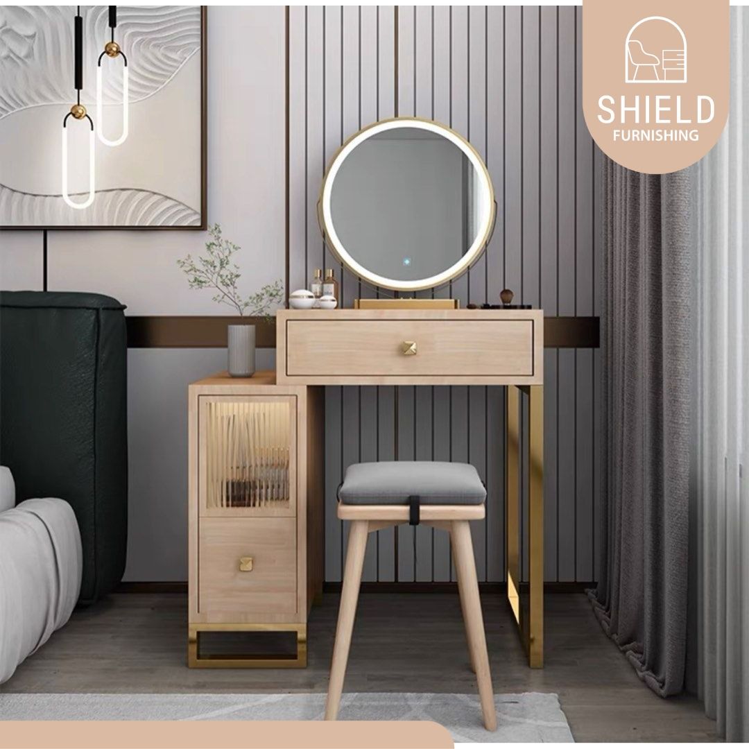 EDRIKAS Scandinavian Vanity Table Set Furniture Home Living