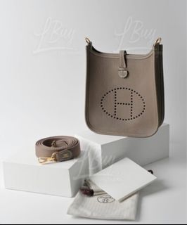 Hermes, Bags, Hermes Evelyns Poche Iii 29 Clemence Etoupe Crossbody Bag  With Gold Hardware