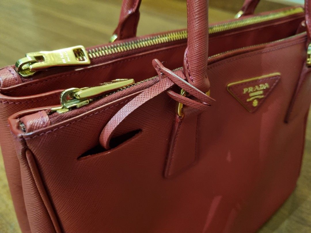 Fiery Red Medium Prada Galleria Saffiano Leather Bag