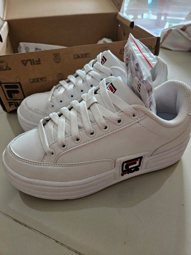 Fila white online platform trainers