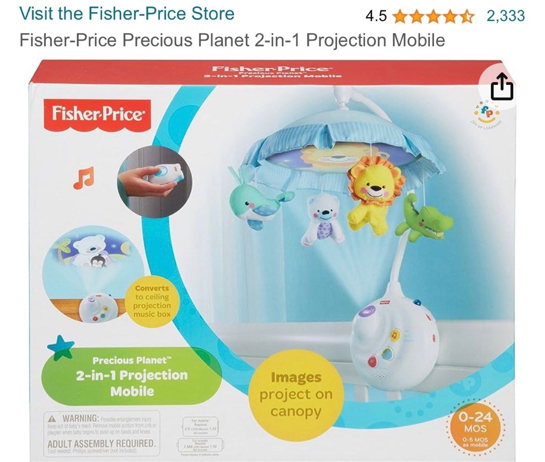 Fisher Price cot mobile, Babies & Kids, Baby Nursery & Kids Furniture
