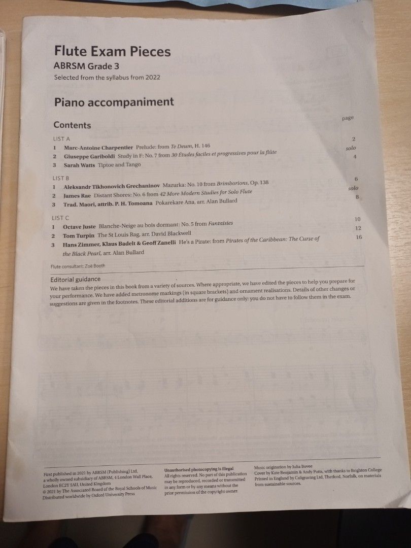 Flute Exam Pack from 2022 ABRSM Grade 3, 興趣及遊戲, 音樂、樂器 & 配件, 音樂與媒體 樂譜