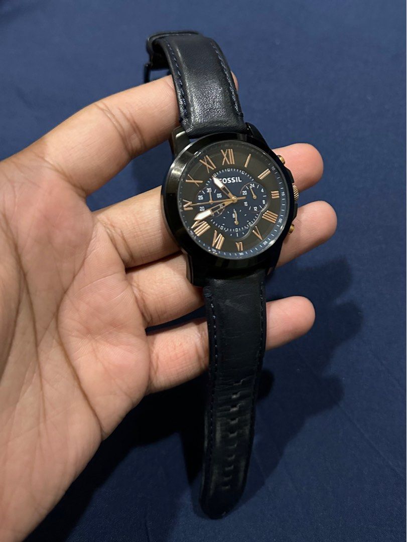 Grant chronograph 2025 navy leather watch