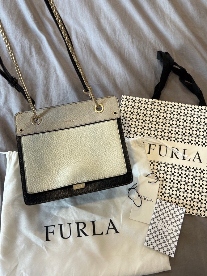 Furla Crossbody Bag with Metal Chain, Luxury, Bags & Wallets on Carousell