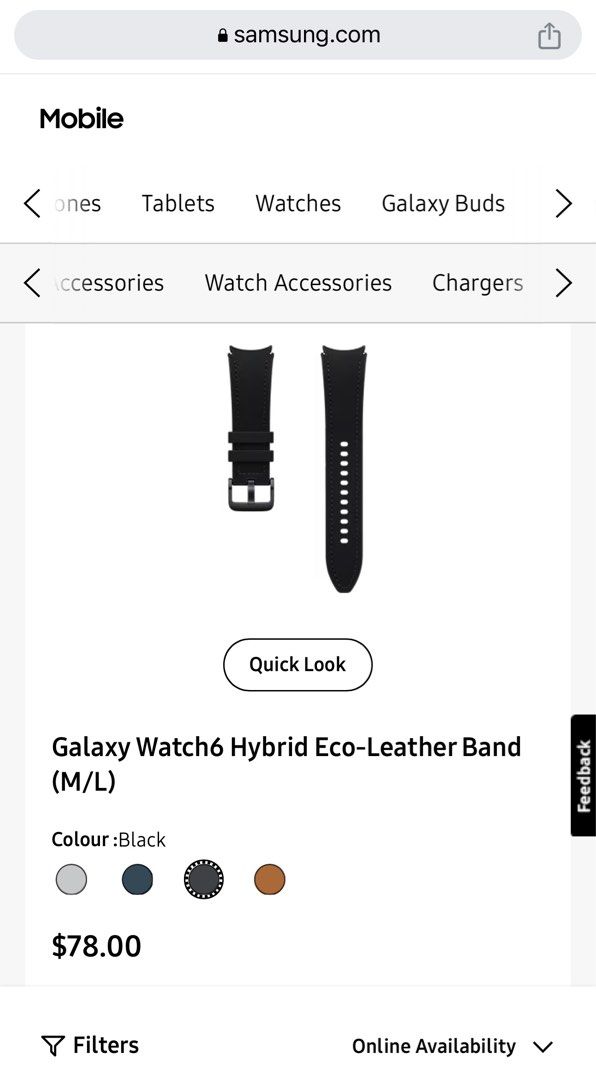 Samsung Galaxy Watch 6/6 Classic Hybrid Eco-leather Band M/l Black