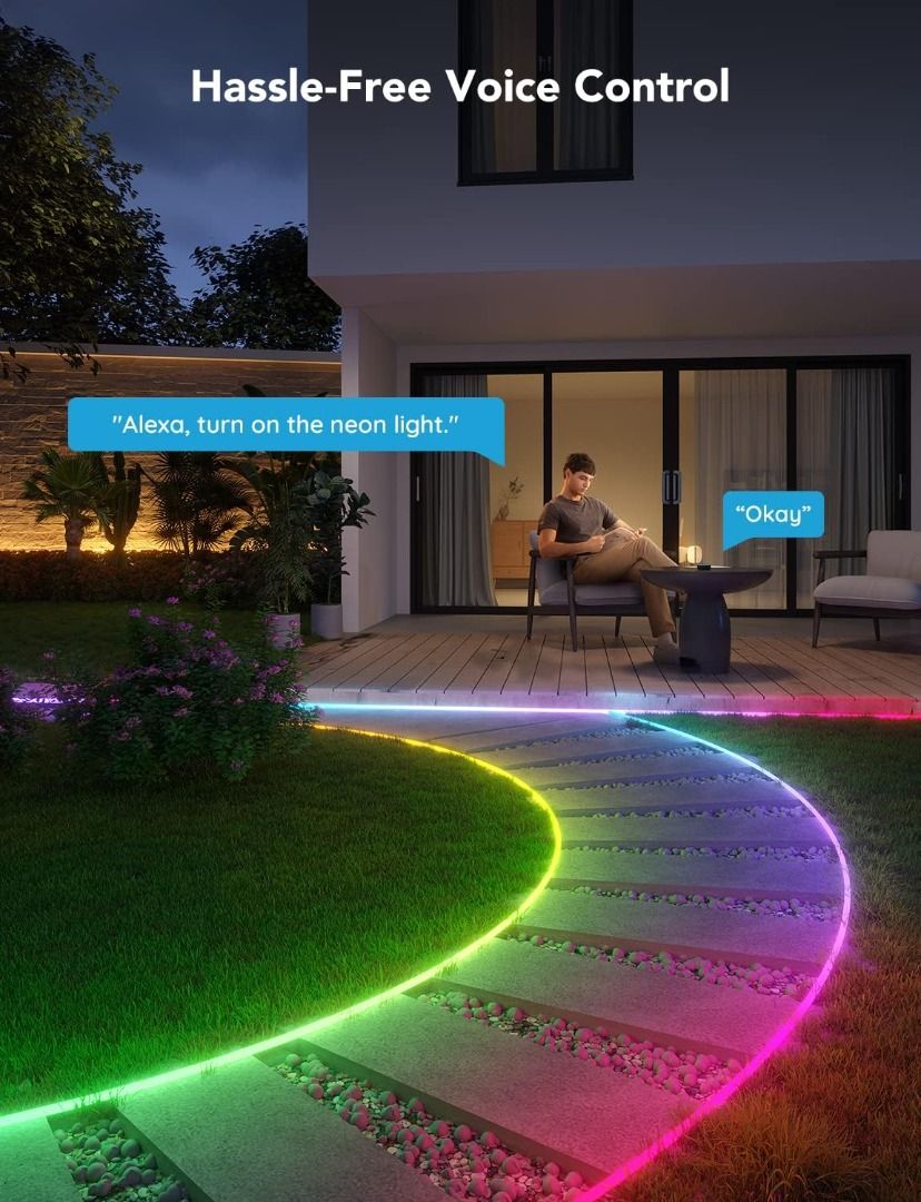 Govee Outdoor Neon Rope Lights, 32.8ft RGBIC IP67 Waterproof Halloween ...