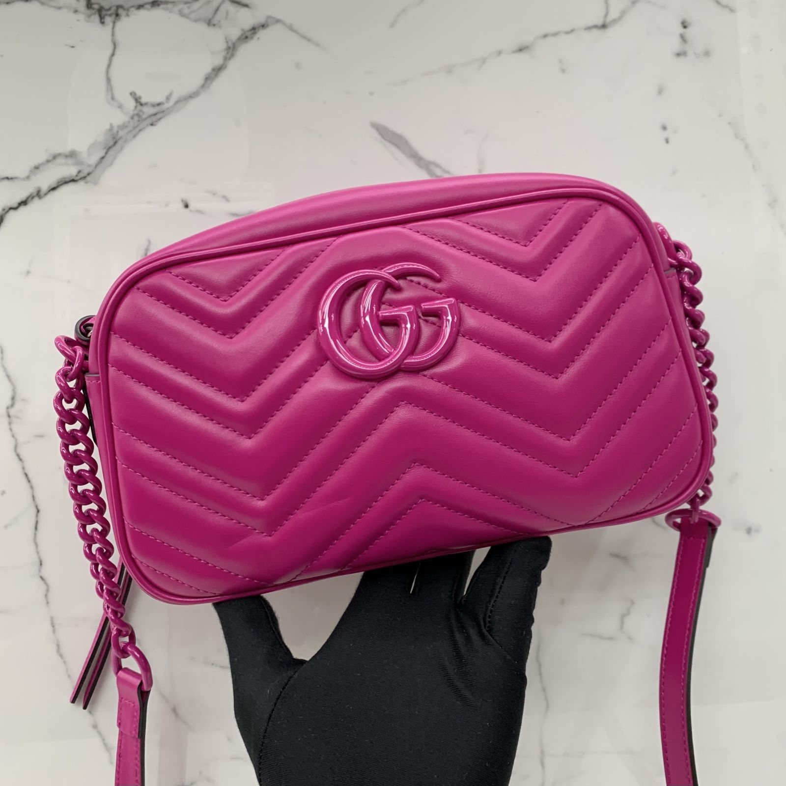 Gucci Purple Leather Marmont Shoulder Bag