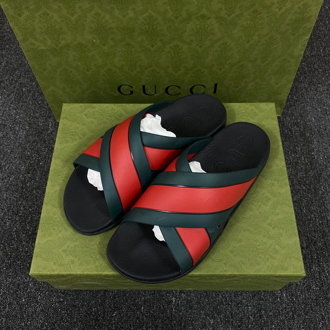 Gucci Men's Agrado GG Rubber Slide Sandals