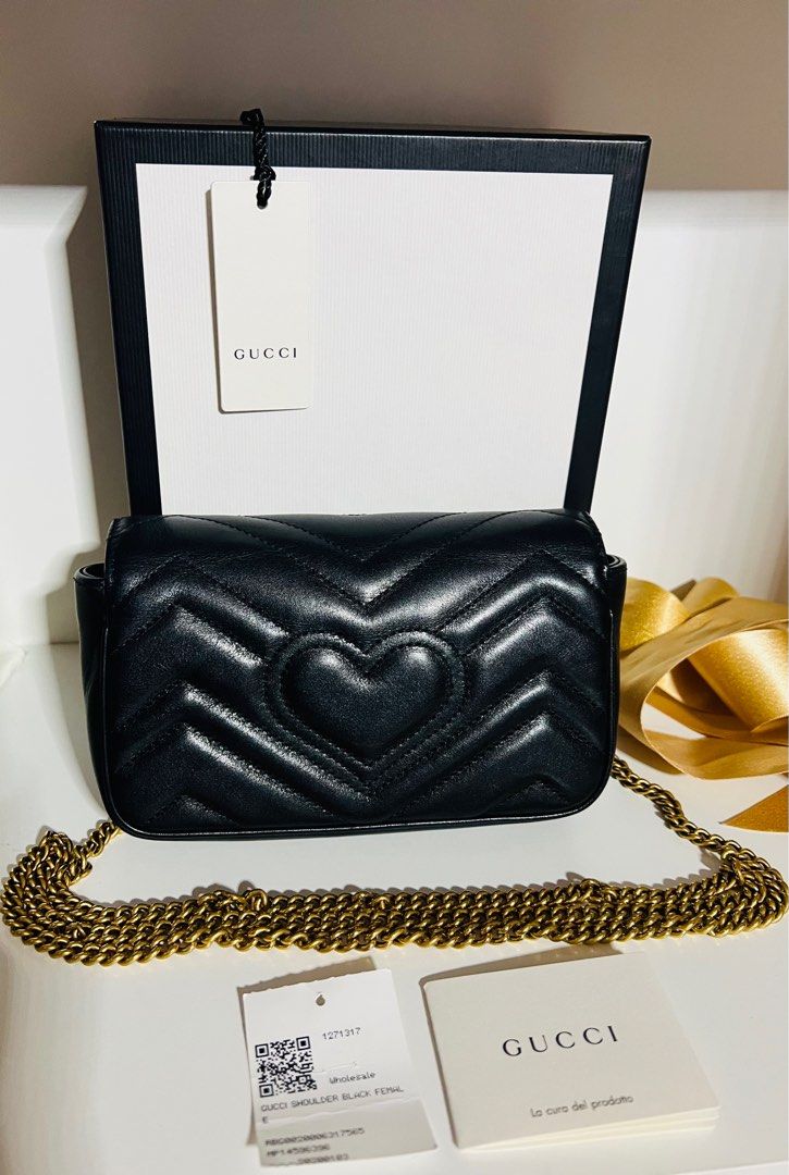 Authentic GUCCI Super Mini Marmont Black GHW Luxury Bags